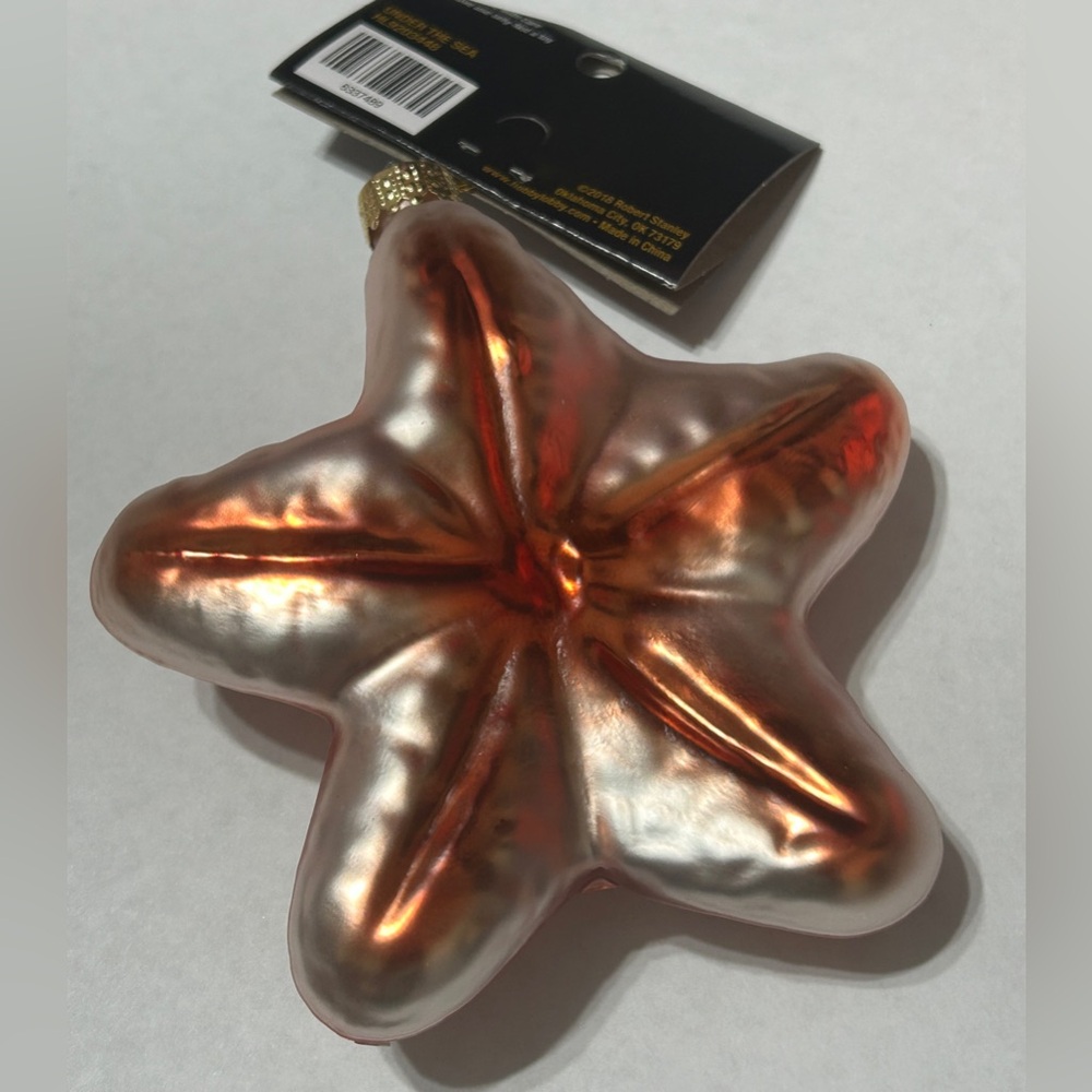 Robert Stanley Blown Glass Sequin Starfish Ornament Christmas NEW - Picture 3 of 3